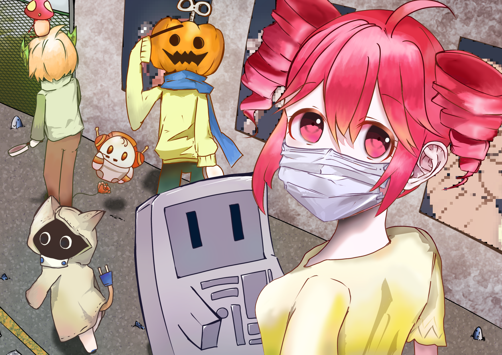 N.Rudisuhli 魚と少女のアクリル画 N.Rudisuhli 魚と少女のアクリル画