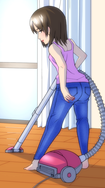 お掃除中のお姉さん