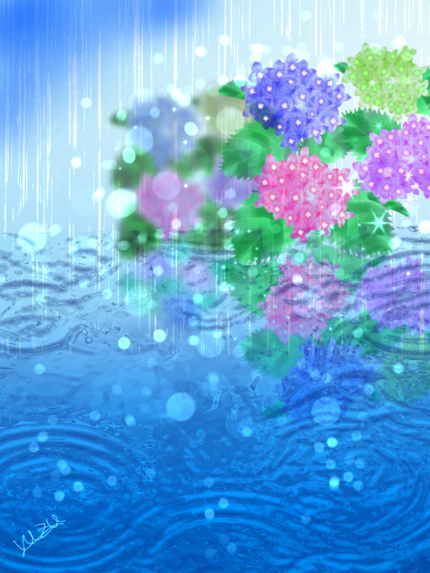 紫陽花のある背景２