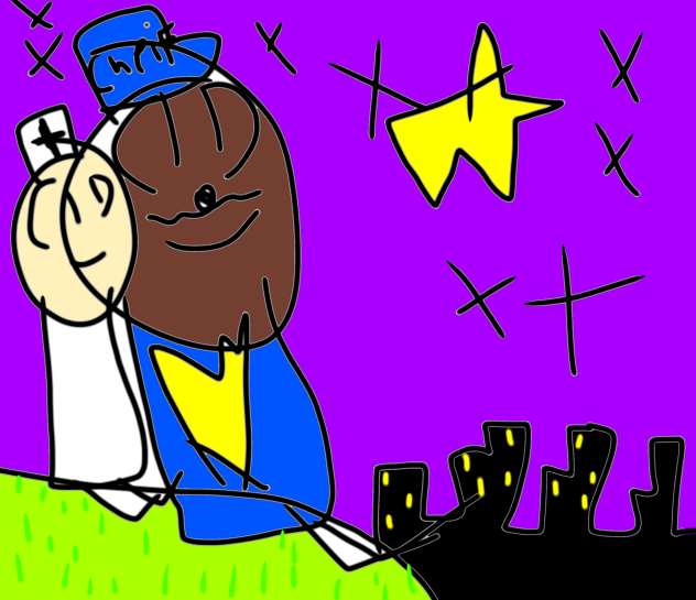 Cheif and Nuse Lady looking at The Stars
