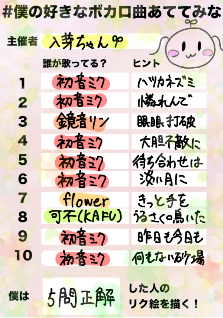 #僕の好きなボカロ曲あててみな