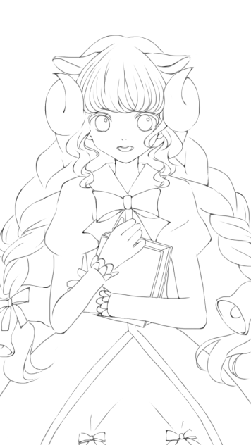 線画 ひつじの女の子