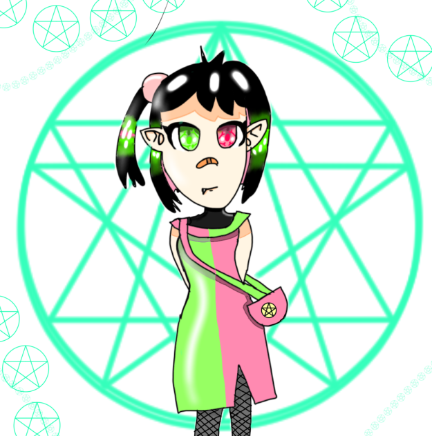 Green,Pink,and Black Girl