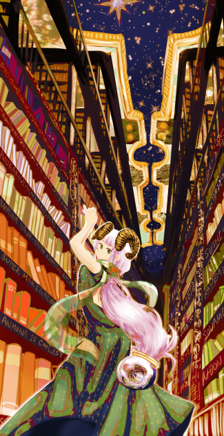 図書館の仔羊  Sheep-horn librarian