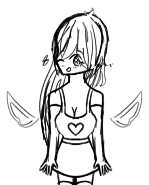 Girl with Hair that swoops right sketch