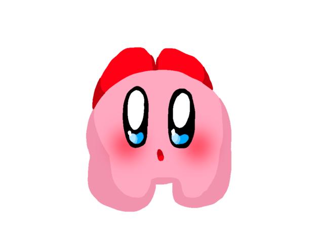 上を見上げるカービィ