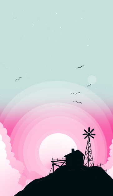 the pink sky 🌫️with moon🌑