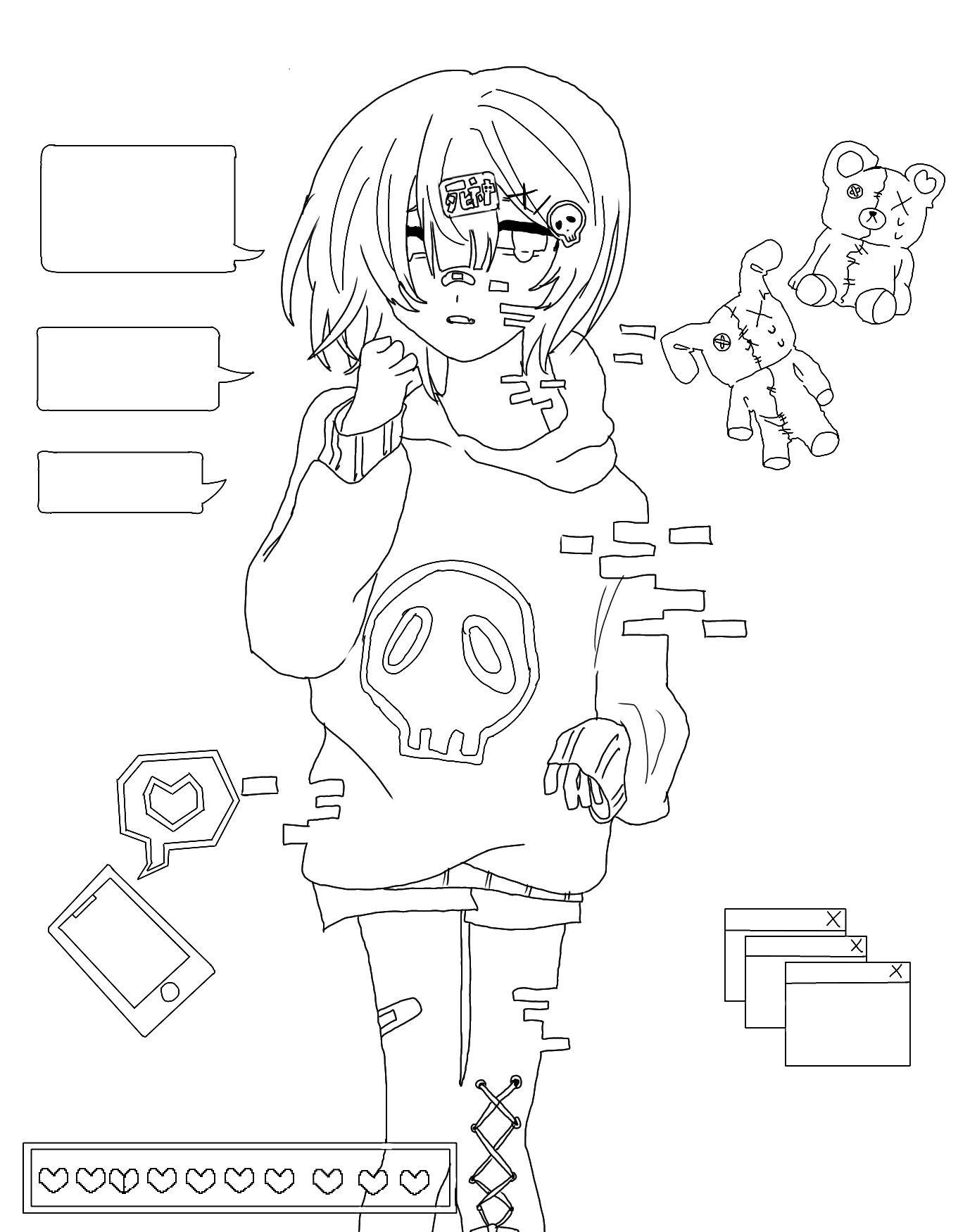 【絵】和歌、神秘的なキャラクターの線画アート 線画！ - ibisPaint