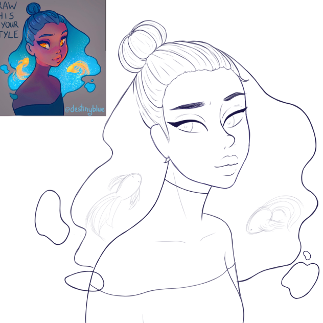 destinyblues oc in my art style-lineart-