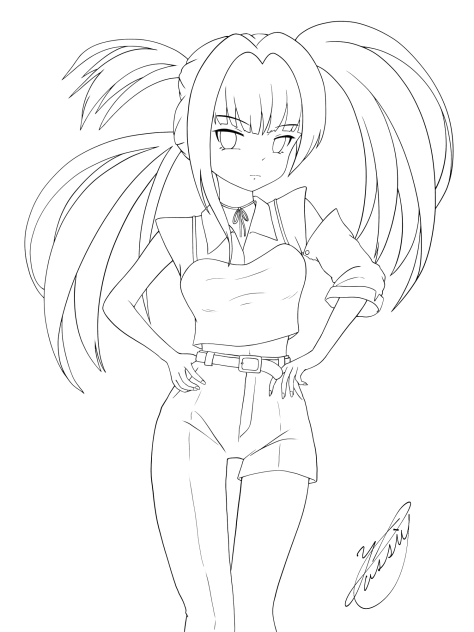 Three bunches of hair（線画）