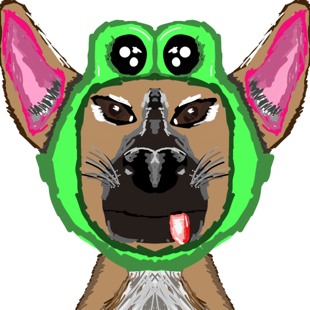 drawing off my dog with a frog hat