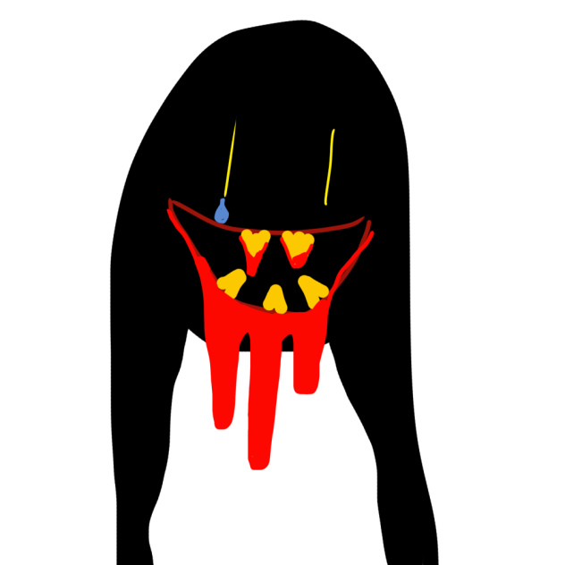 Demon crying after the 1st day of school
