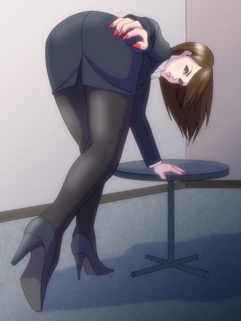 黒パンストのOL