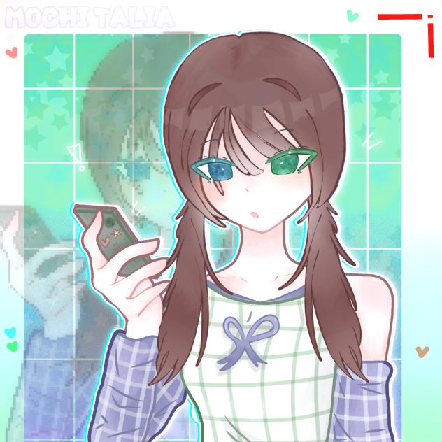 Girl Staring At Her Phone~📱✨💖🎀