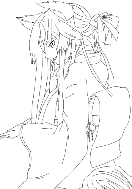 【線画】妖狐和物