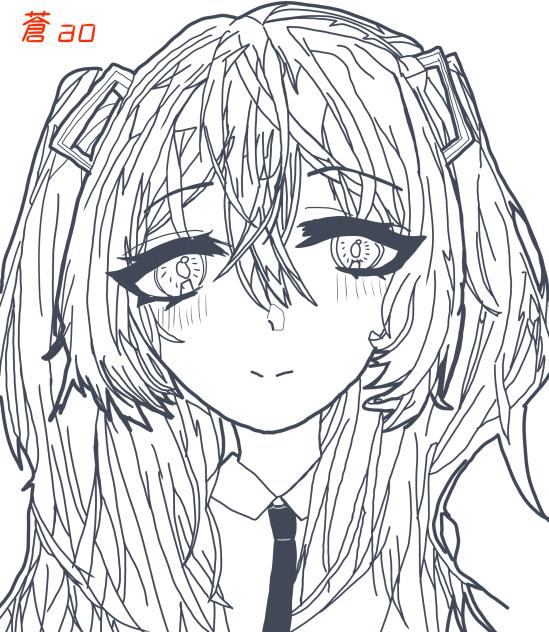線画　初音ミク