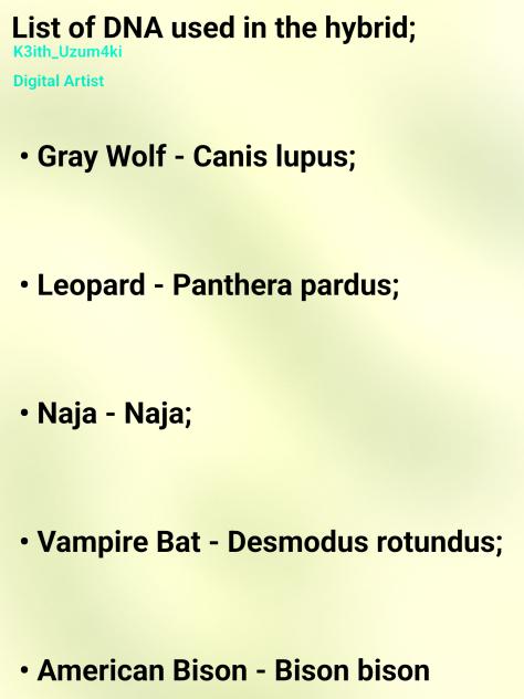 Spotted Wolf - DNA list;