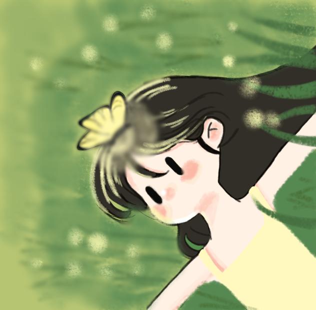 laying on grass - ibisPaint