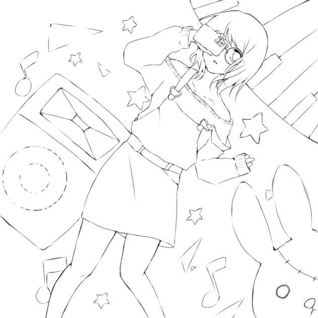 ミュージック　線画
