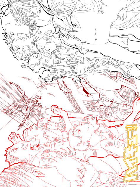 ごみ捨て場の決戦 線画