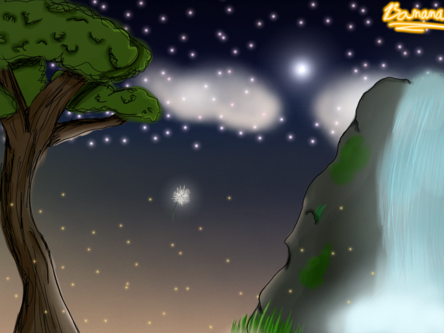 Midnight at the cascade - ibisPaint