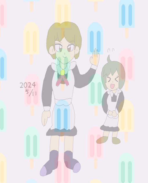 メイド姿のオリキャラ