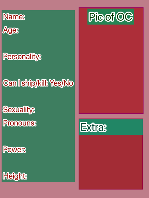 Character Sheet for Tests