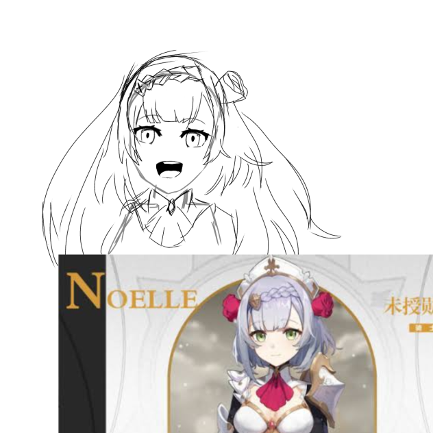 Noelle line art Genshin Impact