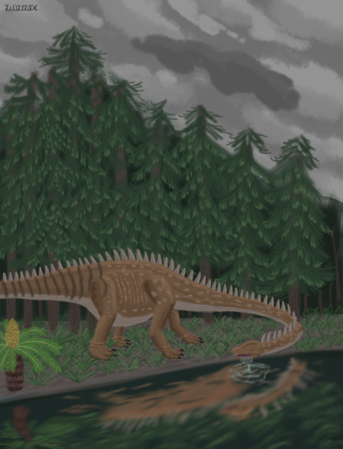 Diplodocus Drinking Water