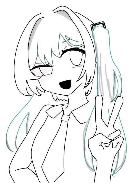 ミクミクピース　線画　ぬりえ