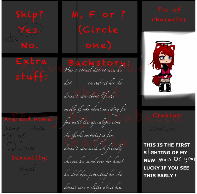 MY NEW OC FIRST SIGHTING for (the alive
