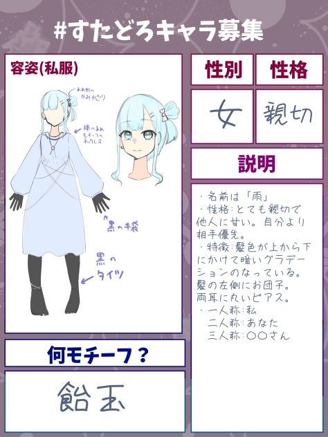 すたどろキャラ募集　参加失礼します！