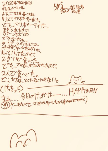 毎日日記2025年7月27日(日)