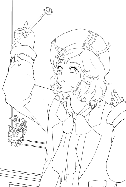 小さな杖を手に入れたので振ってみます　線画