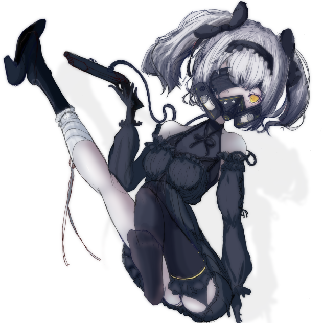 ハンドガンを持った女の子のイラスト