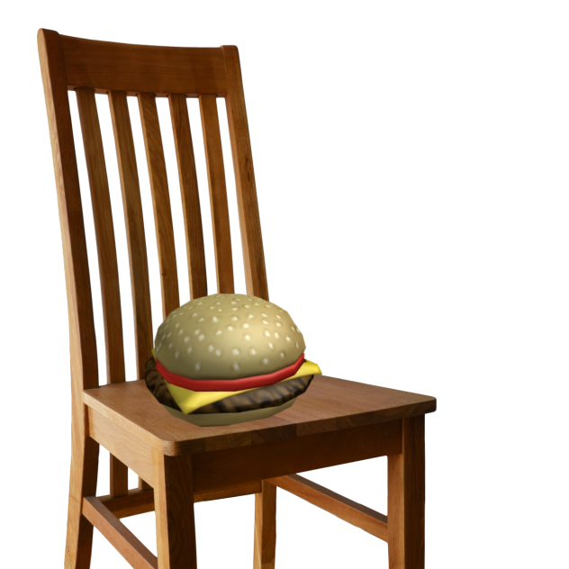 burger on a chair