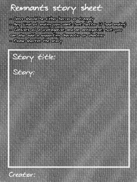 Remnants story sheet