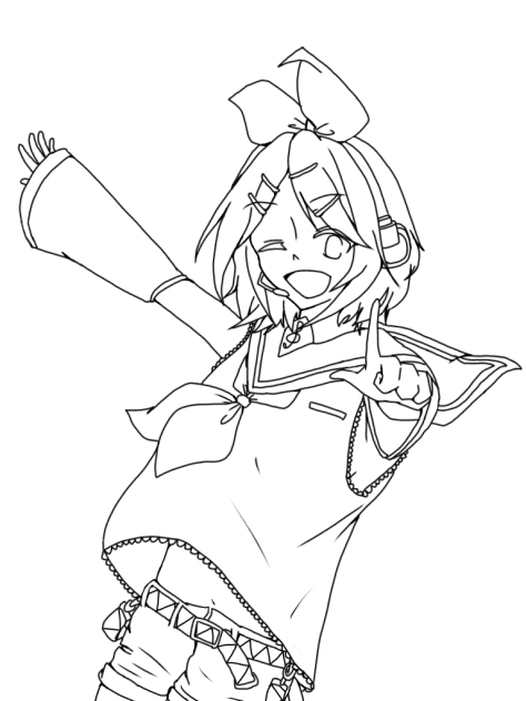 鏡音リン、線画