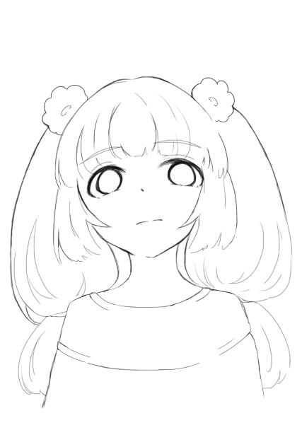 線画 女の子(オリキャラです)