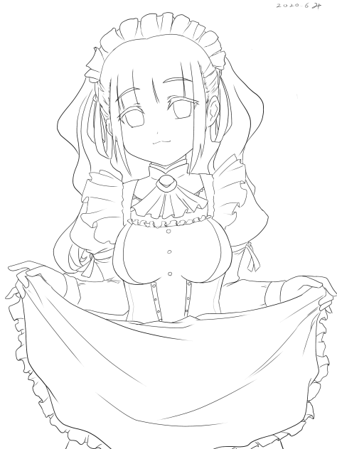 メイドさん線画