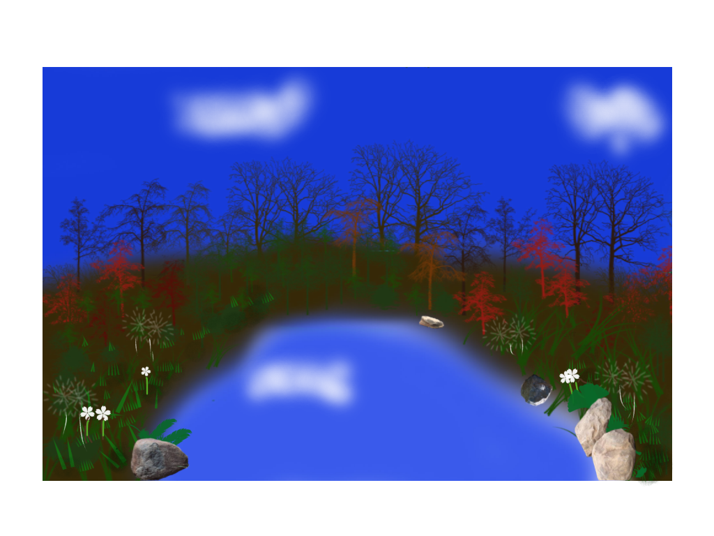 By the lake on a winter morning - ibisPaint