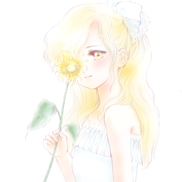 ひまわりと女の子。