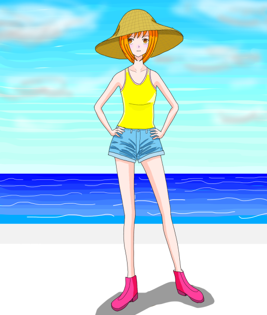 麦藁帽子の夏ガール