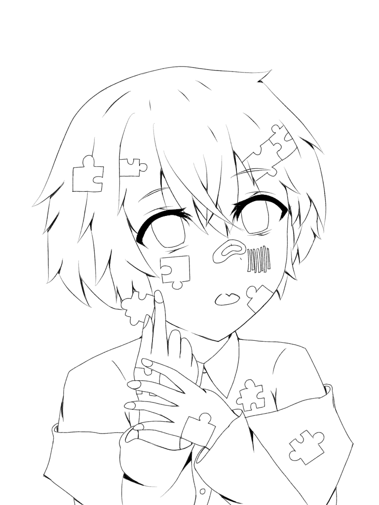 まふまふ ジグゾーパズル 線画 Ibispaint