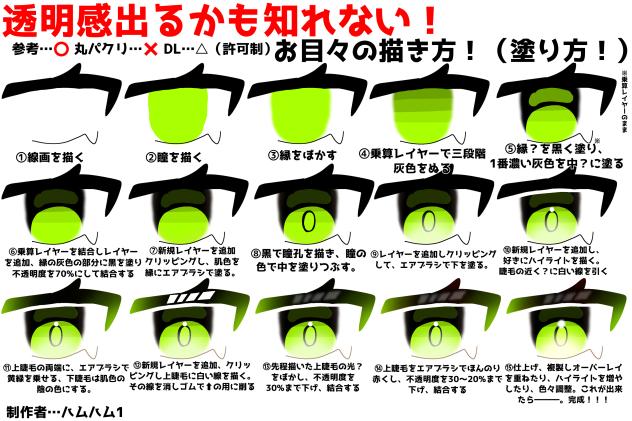 ハムハム1流お目々の描き方！（塗り方！）
