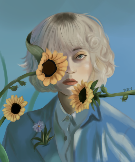 Girl with flowers
