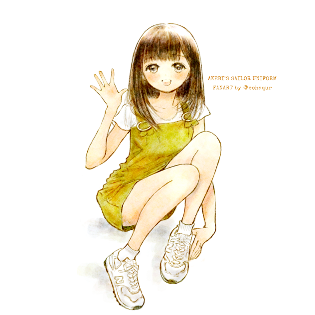明日ちゃんのセーラー服模写イラスト。