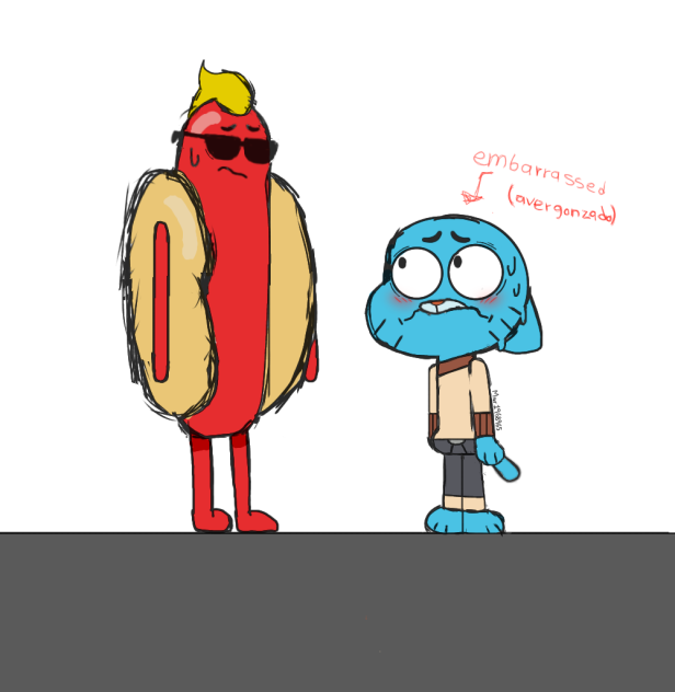 Gumball n hot dog guy (old drawing)