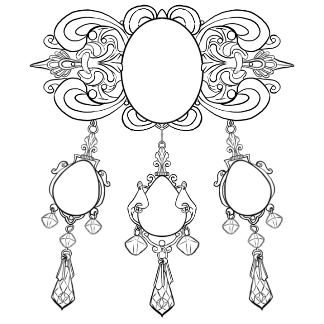 Gothic Necklace Stamp Material LINEART