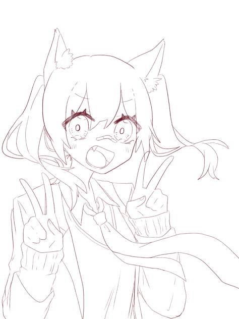 【線画】女の子